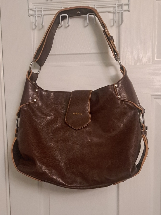 Matt & Nat Handbags - Matt & Nat Large Brown Faux Leather Slouchy Hobo Shoulder Bag